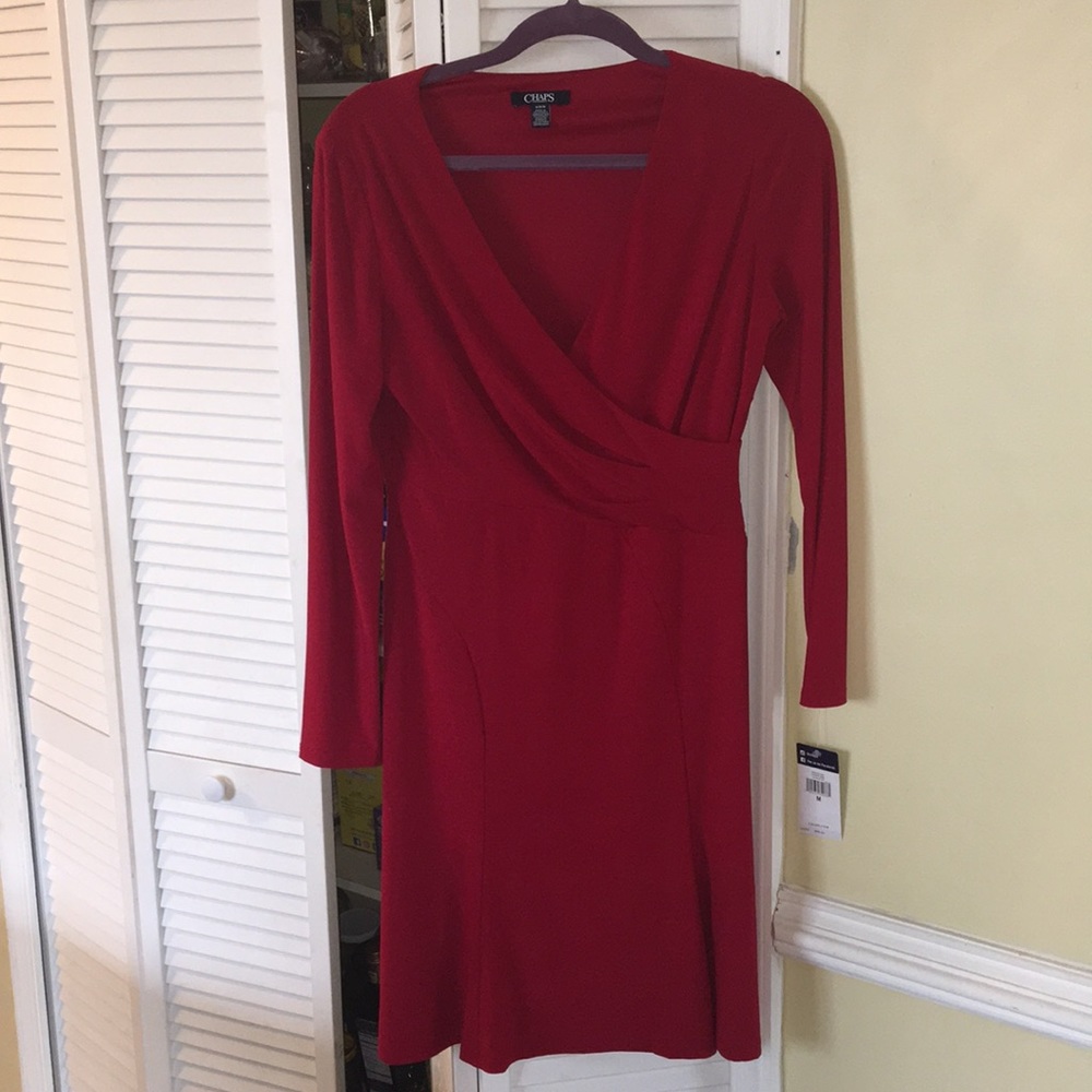 Red v neck dress